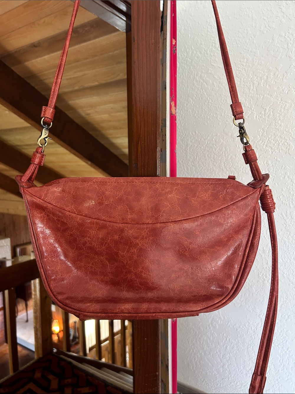 Distressed Anthropologie Faux Leather Crossbody Bag